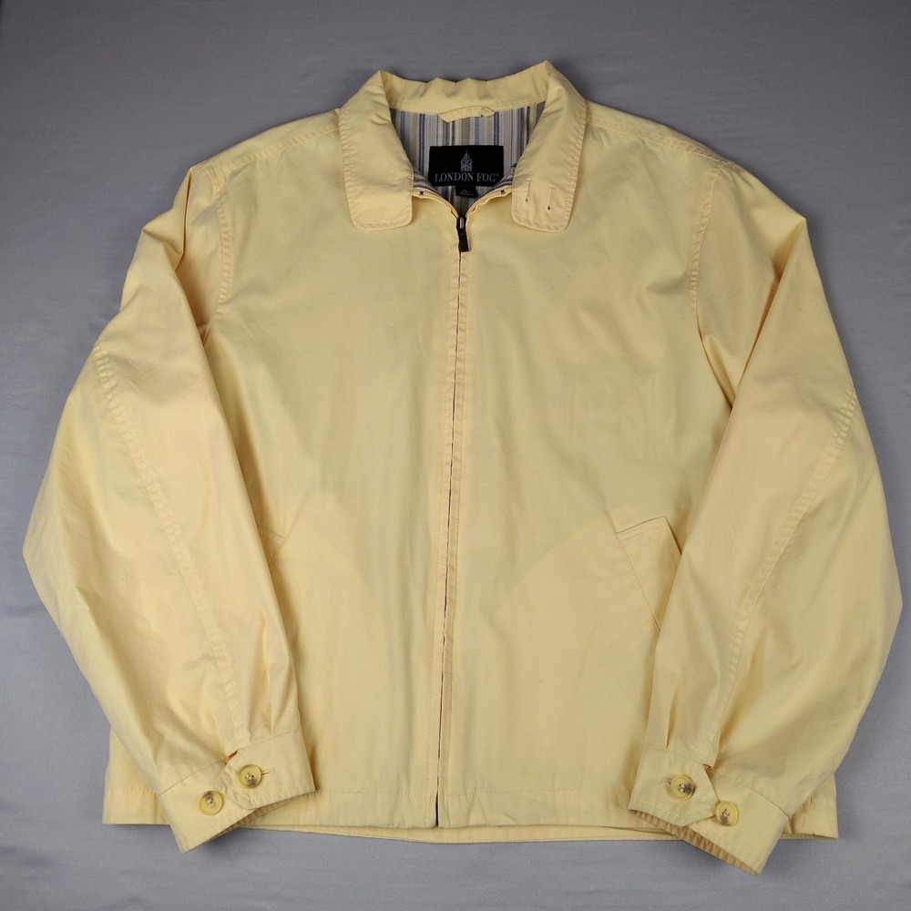 London Fog Mens Large Yellow Jacket Lightweight Golf Harrington Full Zip